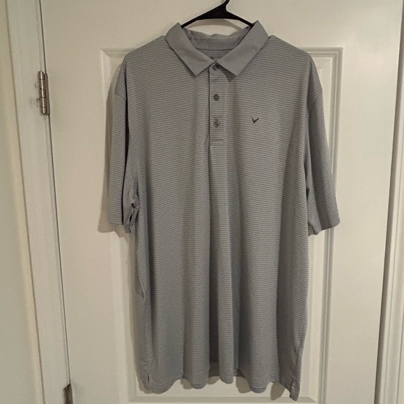 Callaway Men's Light Silver with small White Stripes Polo Shirt for Men.Size:XXL - Picture 1 of 7